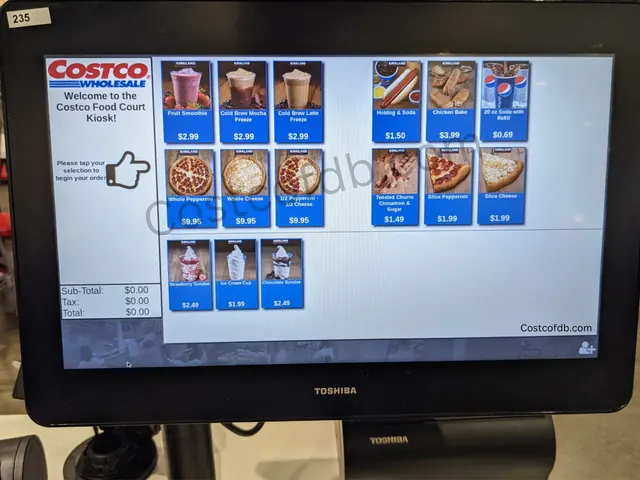 Costco food court self-order kiosk screen